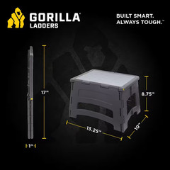 Solid Plastic 1-Step Step Stool, 300 Lbs. Load Capacity, 7 Ft. Reach Height, Fol