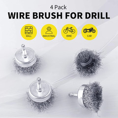 2 Pack Wire Brush Set for Drill, 1/4 Inch Hex Shank, 0.010 Inch Coarse Carbo…