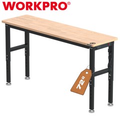 WORKPRO 72&Prime; Workbench Adjustable Garage Work Table Power Outlets 3000LBS Load